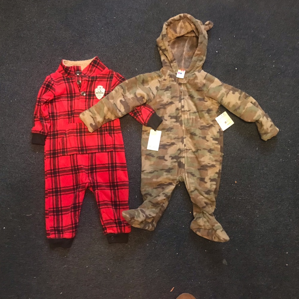 NWT baby boy fleece pram onesies for winter-bundle